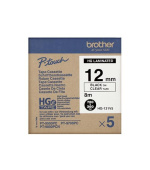 BROTHER HGE-131V5 Labelling Supplies, 12mm Black/Clear (5 pcs Pack) High Grade Tape
