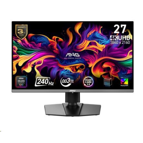 MSI LCD MAG 272UP QD-OLED X24, 26.5", QD-OLED, 4K UHD, 240Hz, 0.03ms, Black, 3R