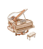 RoboTime 3D Dřevěná hrací skříňka Kouzelné piano (mechanický pohon)