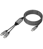 PREMIUMCORD Nabíjecí kabel USB-C, 2xUSB-C na USB-C, 100W, 1m, černá