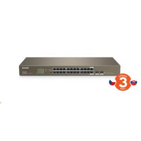 22 ports GbE RJ45 + 2 ports GbE combo (RJ45 or SFP) + 2 ports GbE