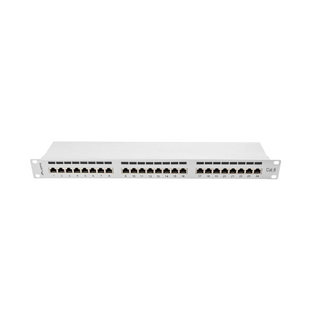PATCH PANEL 24 PORTŮ 1U 19" CAT.6 FTP STÍNĚNÝ ŠED