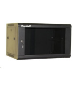 BAZAR XtendLan 19" nástěnný rozvaděč 9U 600x450, nosnost 60 kg, skleněné kouřové dveře, svařovaný, černý - malá odřenina