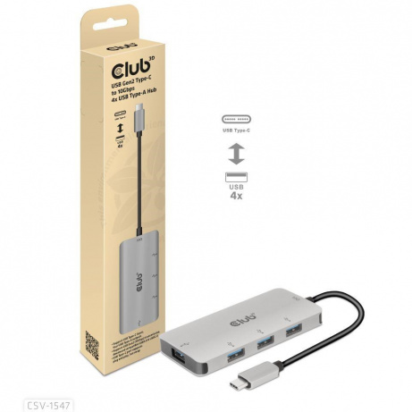 Club3D hub USB-C Gen2 na 10Gbps 4x USB Type-A Hub