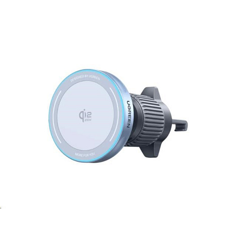 UGREEN magnetická bezdrátová nabíječka do auta MagFlow Qi2 25W, MagSafe, stříbrná