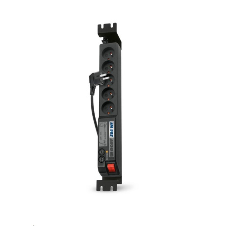19" rozvodný panel ACAR 5x230V, vypínač, indikátor napětí, přepěťová ochrana, kabel 3m, 1,5U