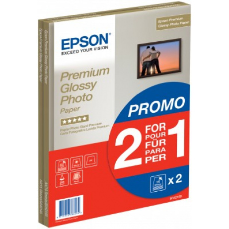 EPSON Paper A4 Premium Glossy Photo 255g/m2 (2x15 sheet) 2 za cenu 1