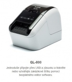 BAZAR - BROTHER tiskárna štítků QL-800 - 62mm, termotisk, USB, Profesionální Síťová Tiskárna Štítků - pošk. obal
