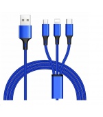 PremiumCord Kabel 3 in 1 USB, 3 konektory USB Type-C + micro USB + Lightning pro Apple, 1.2m