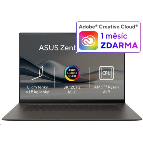 ASUS NTB Zenbook S (UM5606WA-OLED221X), AI9-HX370, 16" 2880 x 1800, 32GB, 1TB SSD, Radeon, W11 Pro, Gray