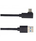 PREMIUMCORD Kabel USB typ C/M zahnutý konektor 90° - USB 3.0 A/M, 3m