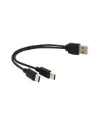 PREMIUMCORD Nabíjecí kabel USB 2.0, 2xUSB-C na USB, 15cm, černá