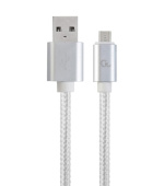 GEMBIRD Kabel MicroUSB - USB, opletený, stříbrný, 180cm