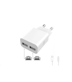 WG - Síťová nabíječka 2x USB-A 2,4A , Smart IC + kabel USB-A na Lightning, white