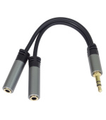 PremiumCord rozdvojka HQ 3,5mm Jack Male - 2x Jack Female 15cm