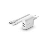 BELKIN Dual USB-A nabíječka, 24W + Lightning kabel