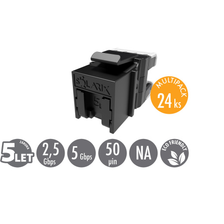 MULTIPACK 24 ks - rychlozařezávací keystone Solarix CAT5E UTP RJ45 SXKJ-5E-UTP-BK-NA