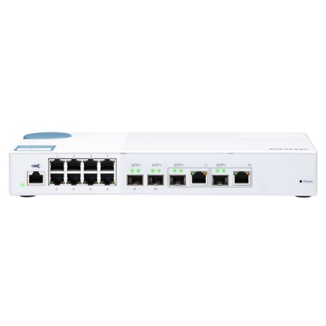 QNAP řízený switch QSW-M408-2C (12portů: 8x Gigabit port + 4x 10G SFP+ /2x 10GbE kombo porty)