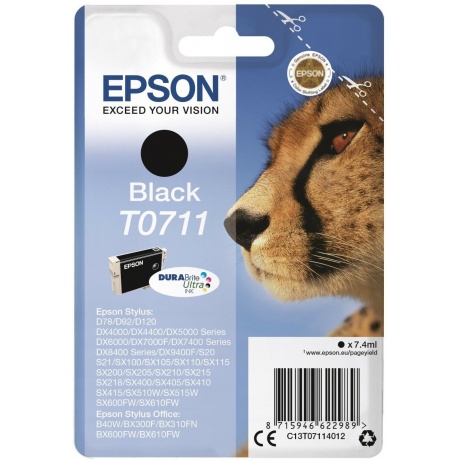 Epson Singlepack Black T0711 DURABrite Ultra Ink