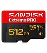 SanDisk micro SDXC Extreme PRO 512GB UHS-I U3 (250R/170W MB/s, UHS-I U3 V30) + adaptér