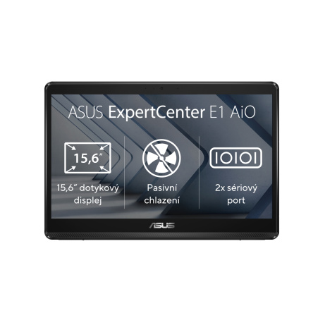 ASUS ExpertCenter/E1 AiO (E1600)/15,6"/1366 x 768/T/N4500/4GB/128GB SSD/UHD/bez OS/Black/2R