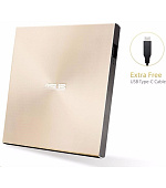 BAZAR - ASUS DVD ZenDrive SDRW-08U9M-U GOLD, External Slim DVD-RW, USB Type-C/Type-A, M-DISC - Poškozený obal (Komplet)
