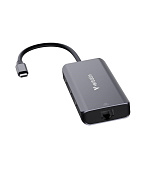 VERBATIM Dokovací stanice USB-C, 6v1, RJ45, HDMI, USB-C PD, 3xUSB 3.0, šedá