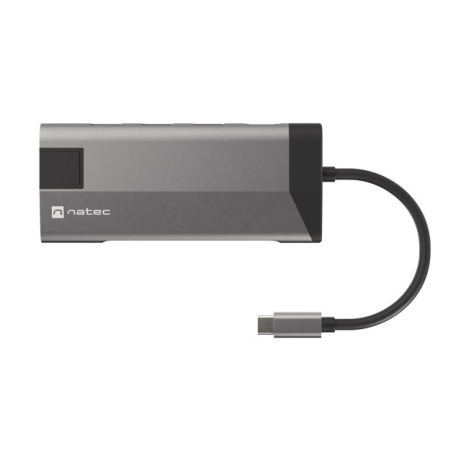 Natec multiport adaptér FOWLER PLUS HUB 8v1, USB 3.0 3X, HDMI 4K, USB-C PD, RJ45, SD, MICRO