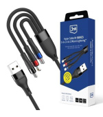 3mk kabel Hyper Cable N-SERIES A to C/Lightning/Micro 1.2m 9V/2A 18W QC3.0 Black