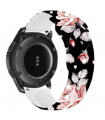 RhinoTech univerzální silikonový řemínek Quick Release černý s motivem květin 22mm