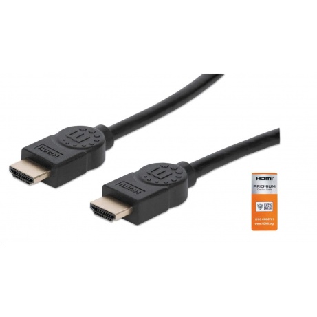 MANHATTAN Kabel HDMI Premium High Speed + Ethernet, 1m, černý