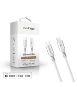RhinoTech LITE MFi kabel s nylonovým opletem USB-C na Lightning 1.2m stříbrná