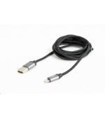GEMBIRD Kabel USB 2.0 Lightning (IP5 a vyšší) nabíjecí a synchronizační kabel, opletený, 1,8m, černý, blister