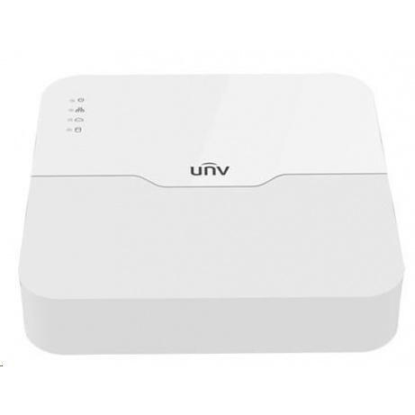 Uniview NVR, 4 PoE (Max 54W) kanály, H.265, 1x HDD, 8Mpix (80Mbps/64Mbps), HDMI, VGA, 4K, ONVIF, 2x USB, audio
