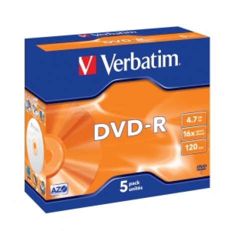 VERBATIM DVD-R(5-Pack)Jewel/MattSlvr/16x/4.7GB