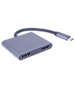 PremiumCord MST adapter USB-C na 2x HDMI, USB3.0, PD, rozlišení 4K a FULL HD 1080p