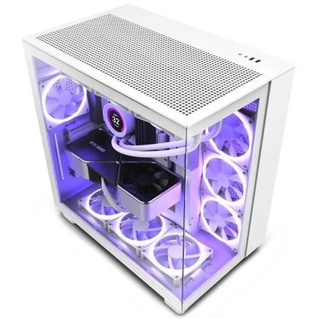 NZXT skříň H9 Flow dvoukomorová ATX / 4x120mm fan / až 10xfan / perforovaný top / proskl. bočnice, front / bílá