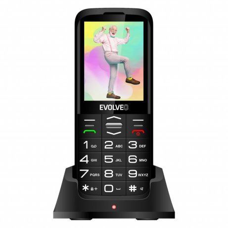 EVOLVEO EasyPhone XO, mobilní telefon pro seniory s nabíjecím stojánkem (černá barva)