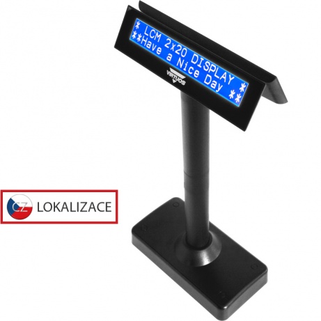 LCD zákaznický displej Virtuos FL-730MB 2x20,RS232, oboustranný, černý