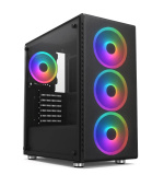 1stCOOL skříň Rainbow 4, Mid Tower, ATX, AU, Průhledná bočnice, 4x 120mm Fan, 650W, 88+, Černá
