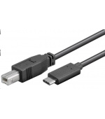 PremiumCord Kabel USB 3.1 konektor C/male - USB 2.0 konektor B/male, 1m