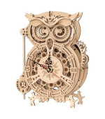 RoboTime 3D dřevěné mechanické puzzle Soví hodiny