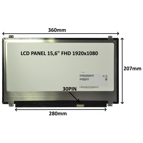 LCD PANEL 15,6" FHD 1920x1080 30PIN MATNÝ IPS / ÚCHYTY NAHOŘE A DOLE