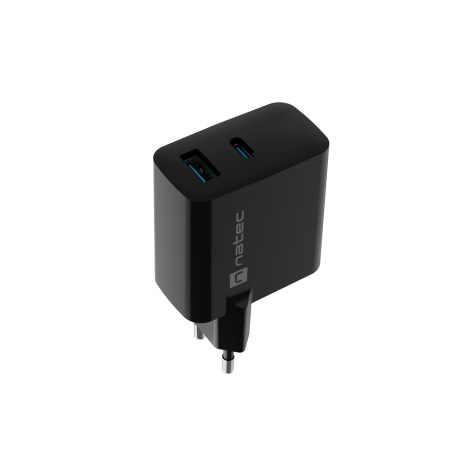 Univerzální USB nabíječka Natec RIBERA GaN 45W, 1X USB-A, 1X USB-C, černá