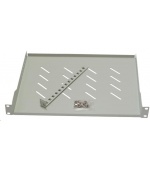 LEXI-Net 19" police s perforací 1U/650mm, nosnost 45kg, zadní nastavitelný úchyt, šedá