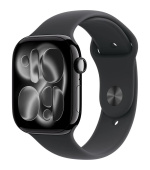 Apple Watch Series 11 GPS 46mm Jet Black Aluminium Case with Black Sport Band - M/L